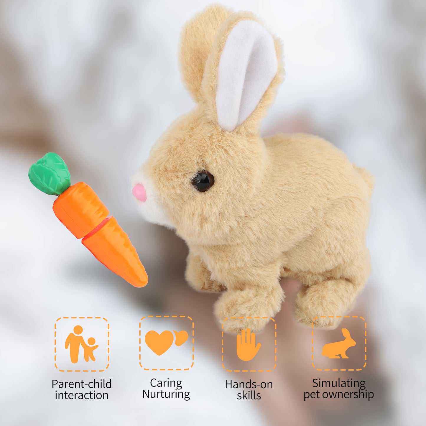 Hopping Rabbit Interactive Electronic Pet Plush Bunny Toy with Sounds Yellow