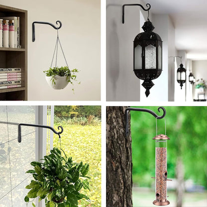 2 Pack 10 inch Black s Hooks for Hanging,Plants Outdoor Decor, basketswith Screws and Wall Anchors, Heavy Duty Ceiling Hooks Durable Wall Hooks Maximum Load 48 lbs