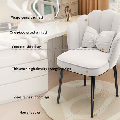 Petal Vanity Chair Leisure Accent Chair with Golden Metal Legs(White and Black Chair)
