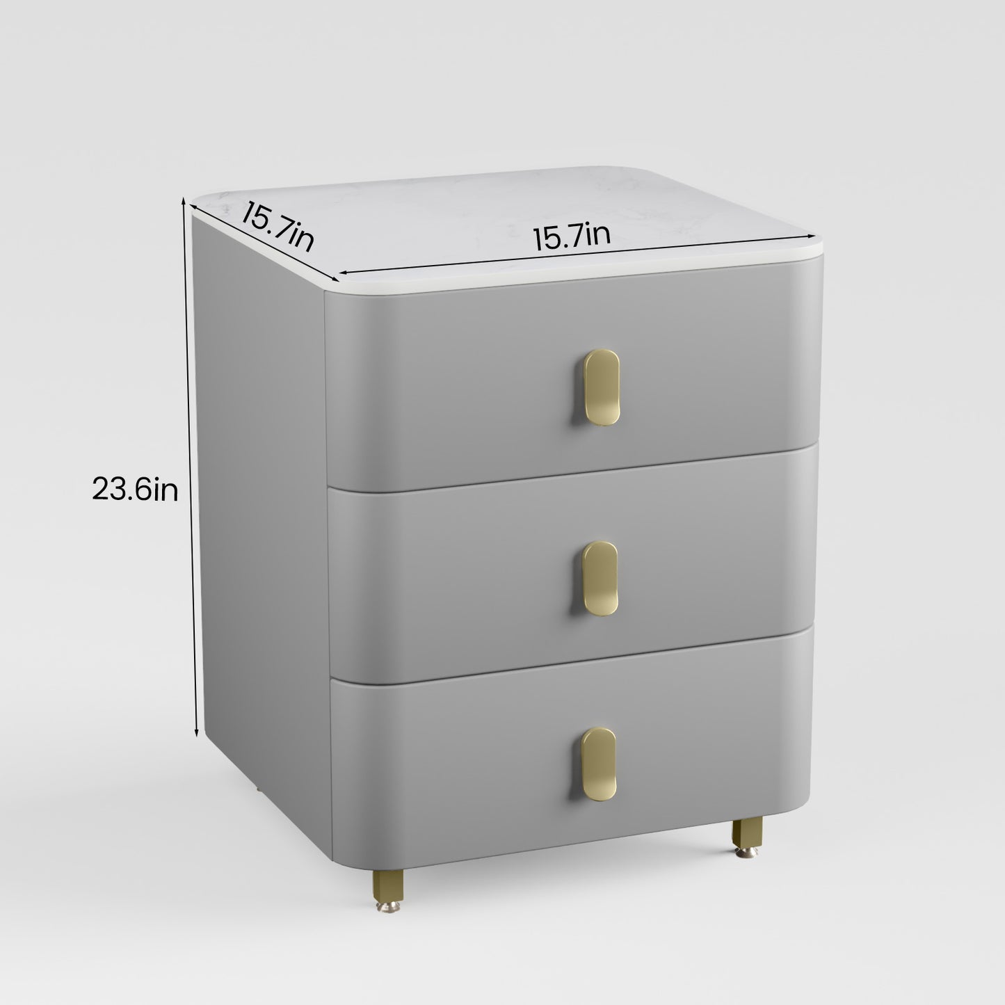 Modern Wood Nightstand,Home  Bedside Tables Dresser with 3 Drawers,Wood Storage Chest of Drawers(Gray)