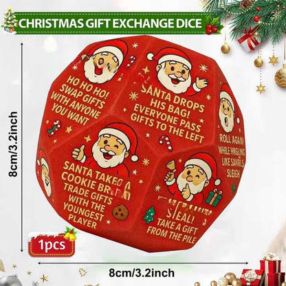 2PCS Christmas Swap Gift Exchange Dice, 3 * 3 inches Christmas Stocking Stuffers Exchange Gifts Dice Games with Friends and Family for Xmas, Birthday, Party, and Family Night, Holiday (Red)