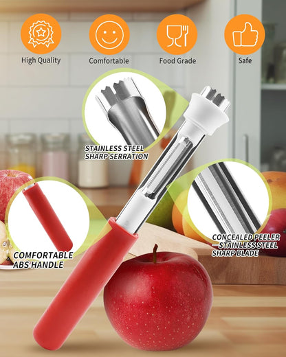 2 in 1 Apple Corer and Peeler Tool, Fruit Vegetable Corer and Peeler Tool Stainless Steel Apple Peeler Apple Corer Remover Tool Multifunction Corer Tool for Vegetable Fruit Kitchen Gadget