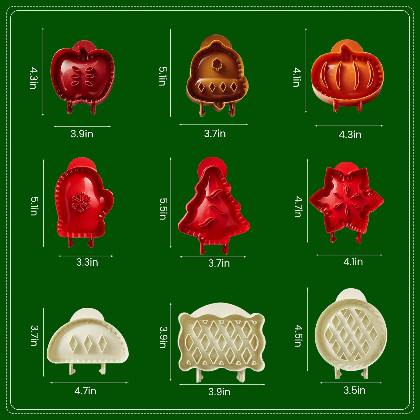9PCS Mini Hand Pie mould Hand Pie Maker Mini Pie mould One Press Pie Set Pocket Pie Press Set Dough Press Tool forBaking Supplies