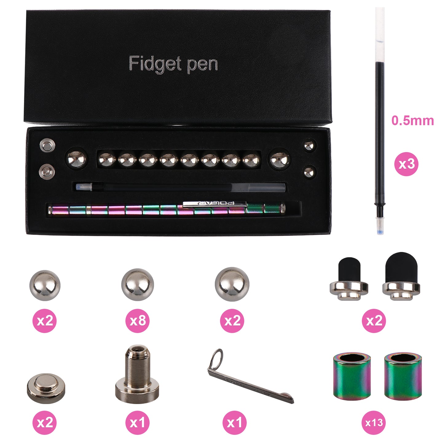 Fidget Pen,Magnetic Pen,Cool 0.5mm Ballpoint Pen,Fun Stress-Relieving Multifunction Writing Pen Creative Gift for Adult or Friends (Multicolor)