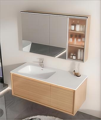 Simple Rock Panel Bathroom Cabinet Combination,Bathroom Wash Basin Seamless Ceramic Basin