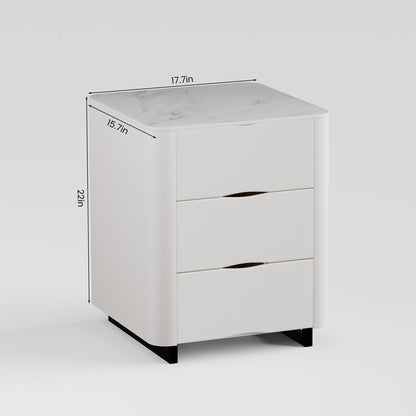 The nightstand has three drawers