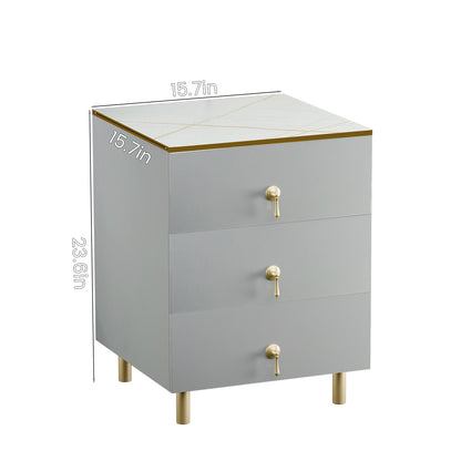 Nightstand with three drawers(Gray）