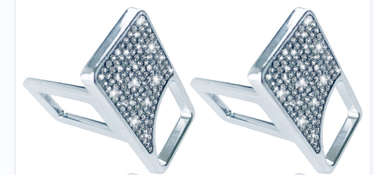 2 Pcs Seat Belt Pads Trim,Universal Car Accessories for Most Vehicles,L-shape(White diamond)