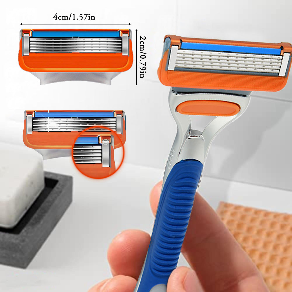 Shaving brush, 16-piece razor blade replacement kit - Orange