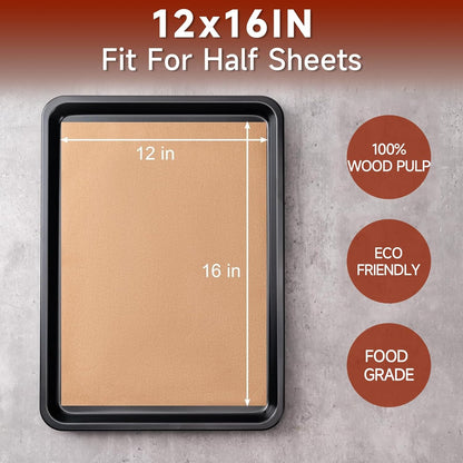 100Pcs Parchment Paper Baking Sheets, 12x16 Inches Non-Stick Precut Baking Parchment, for Baking, Cooking, Grilling, Air Fryer and Steaming - Unbleached, Fit for Half Sheet Pans