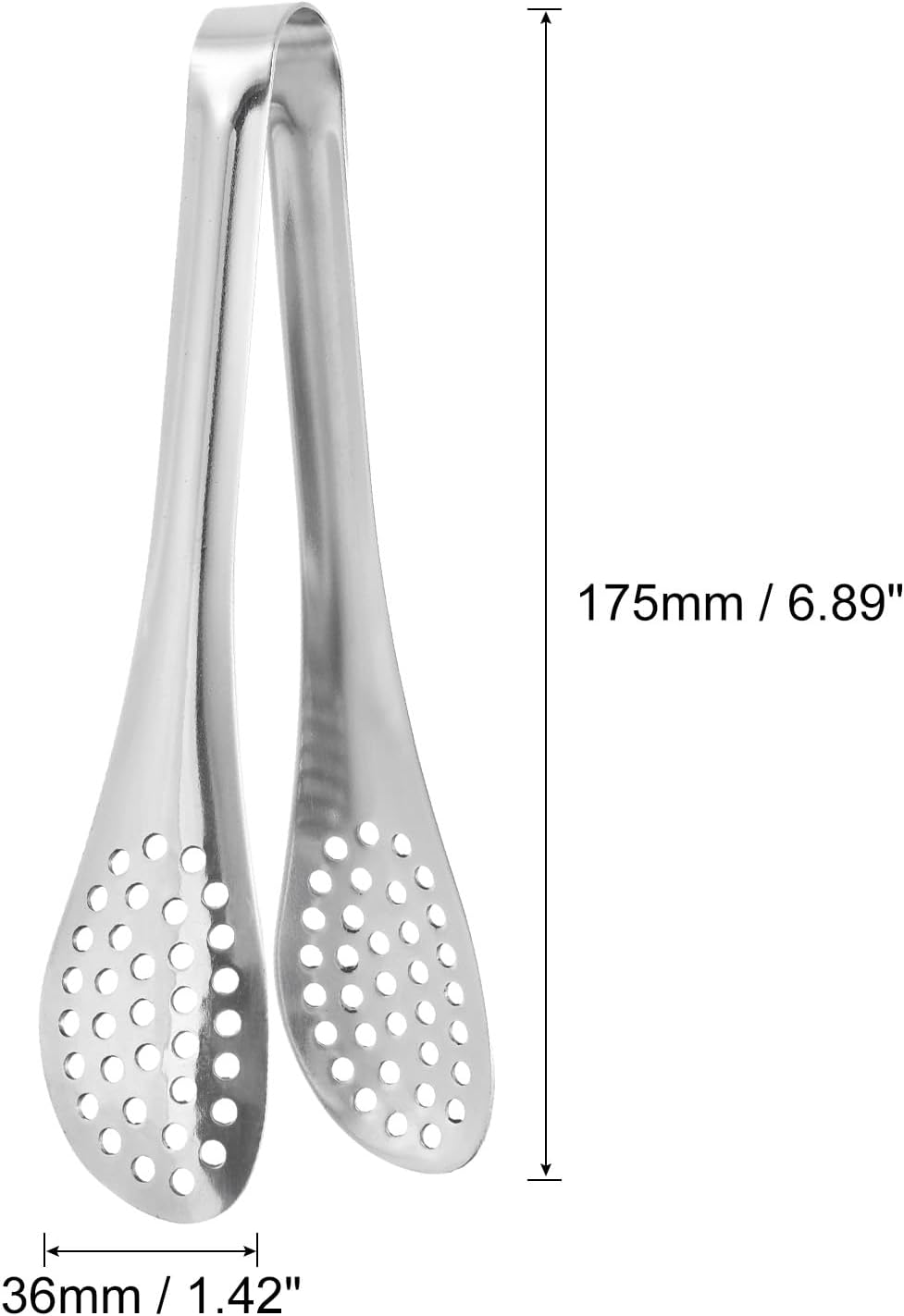 2pcs 7 Inch - Stainless Steel Ice Tongs, Mini Sugar Tongs for Appetizers, Charcuterie, Dessert, Tea Party, Bar, Cafe (Silver)