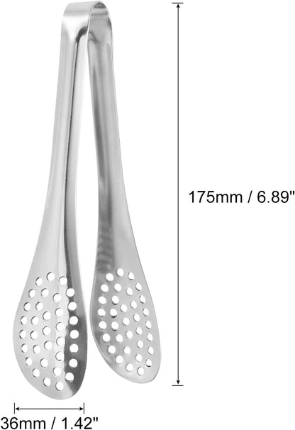 2pcs 7 Inch - Stainless Steel Ice Tongs, Mini Sugar Tongs for Appetizers, Charcuterie, Dessert, Tea Party, Bar, Cafe (Silver)