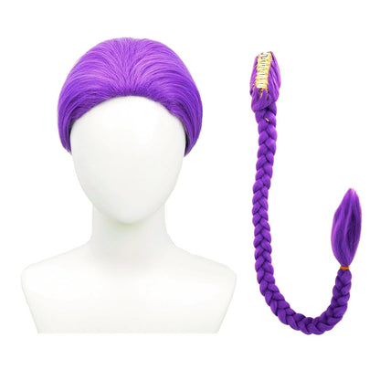 Topcosplay 24 inch Girls Long Purple Braid Cosplay Wig Halloween Party Costume Wig