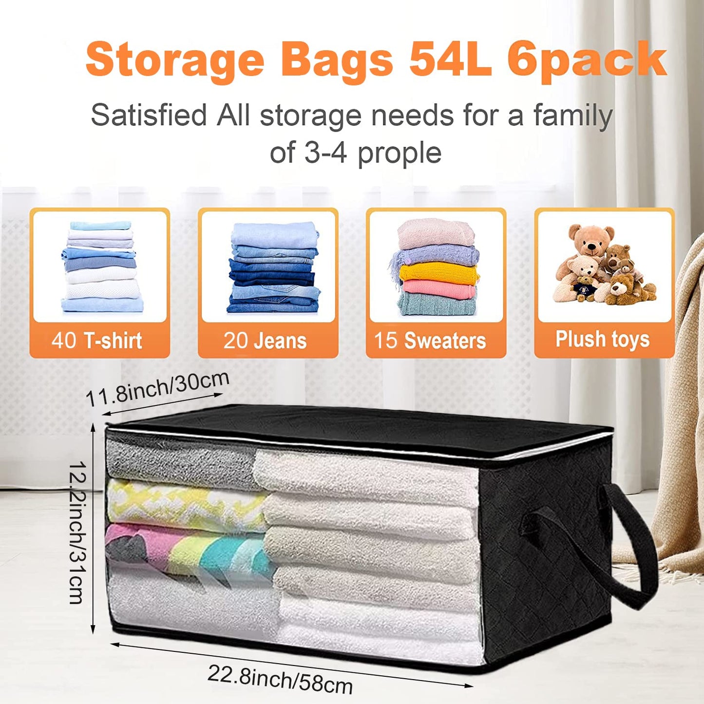 Storage Bins Storage Bags Closet Organizers Sweater Storage Clothes Storage Containers, 3pc Pack