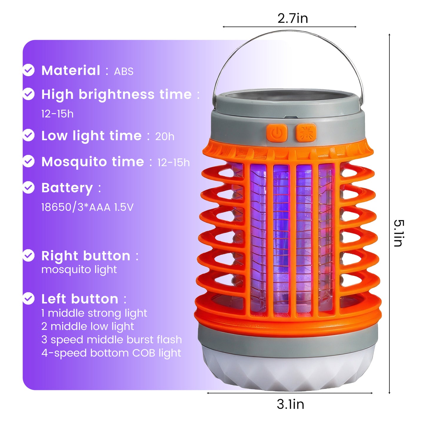 Bug Zapper Outdoor/Indoor,Mosquito Zapper 4200V High Powered Waterproof Electronic Mosquito Killer,15W UVA Mosquito Lamp Bulb,Fly Traps Patio Insects Killer,Trap Killer for Home,Kitchen, Backyard