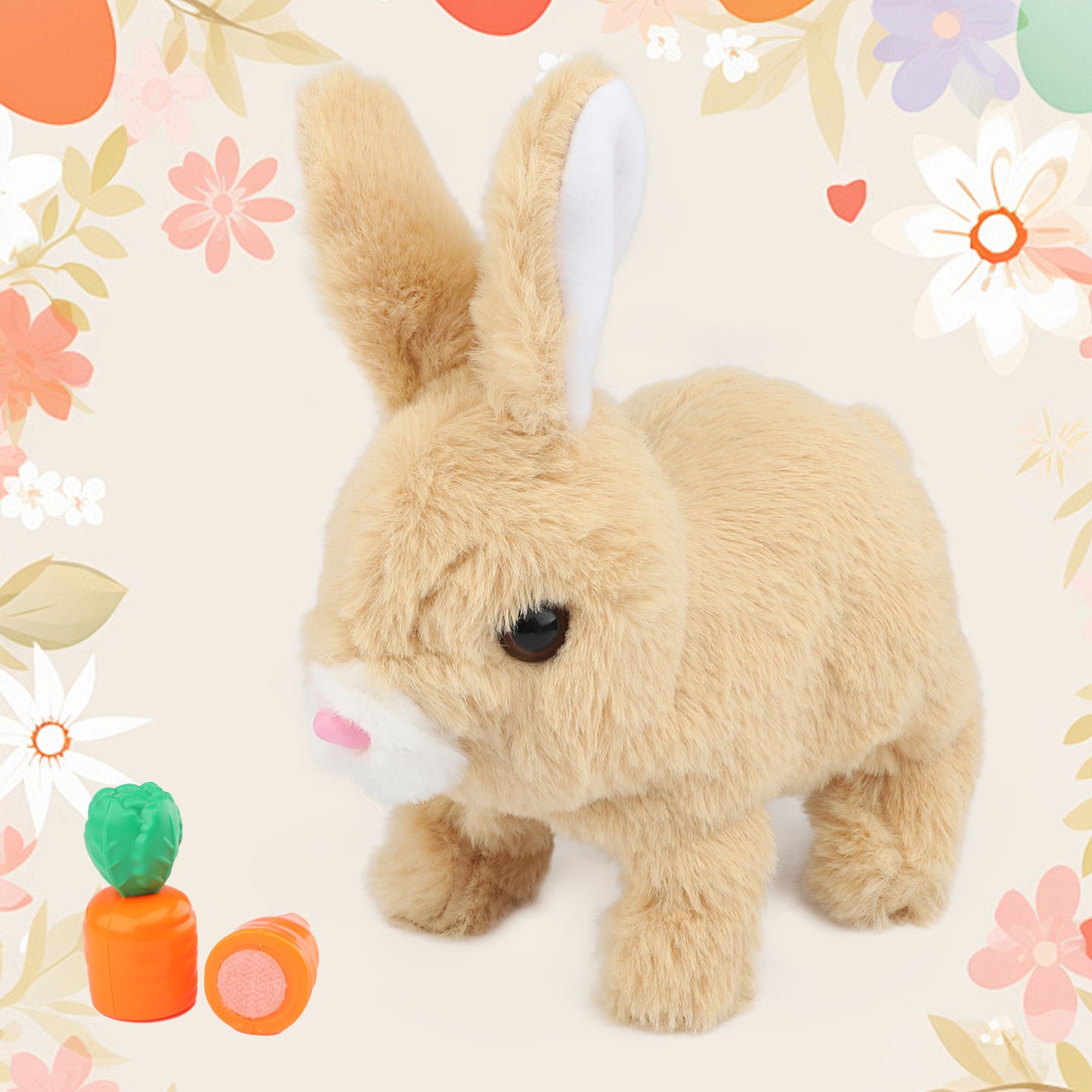 Hopping Rabbit Interactive Electronic Pet Plush Bunny Toy with Sounds Yellow