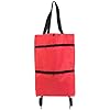 2 in 1 Lightweight Collapsible Shopping Cart, Folding Cart with Wheels, Reusable Grocery Bags, Travel Bag for Women or Men, Home, Kitchen (Red)