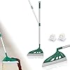 Magic Air Broom Household Silicone Broom, Multifunction Floor Squeegee with 2 Heads - Brush and Scrape, Magic Sweeper with Extra-Long Adjustable Aluminum Handle for Floor, Glass, Tile (Green)