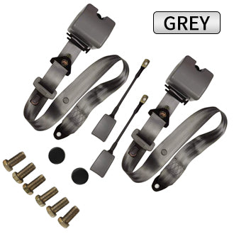 2 Pack 3 Point Seat Belt Pads Universal Adjustable Retractable Lap Set for Go Kart,Club Golf Cart,UTV,VR,Minivan Van, SUV, Cars, Buggies,Pickup，Truck for Modification Belts Kits (Gray)