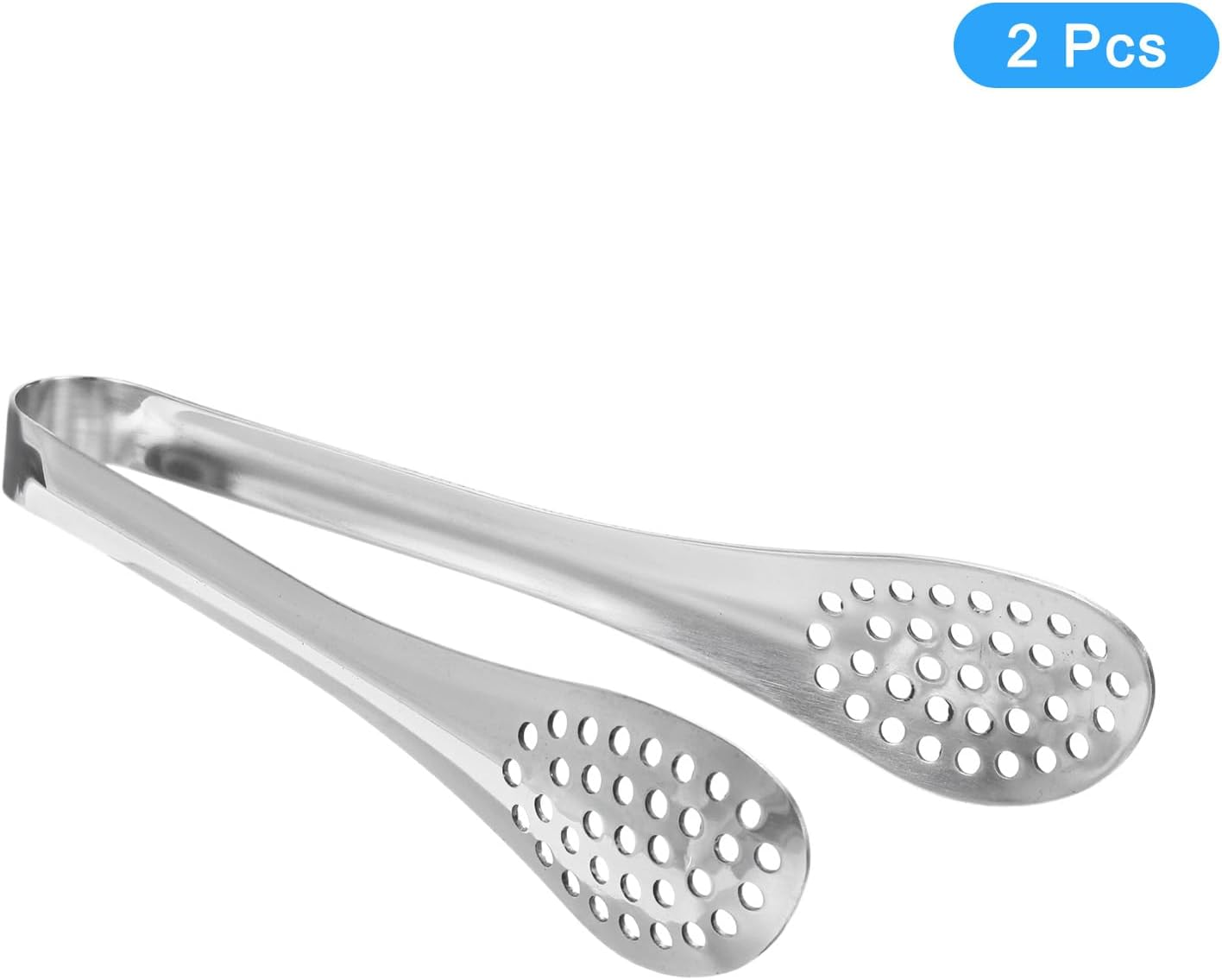 2pcs 7 Inch - Stainless Steel Ice Tongs, Mini Sugar Tongs for Appetizers, Charcuterie, Dessert, Tea Party, Bar, Cafe (Silver)