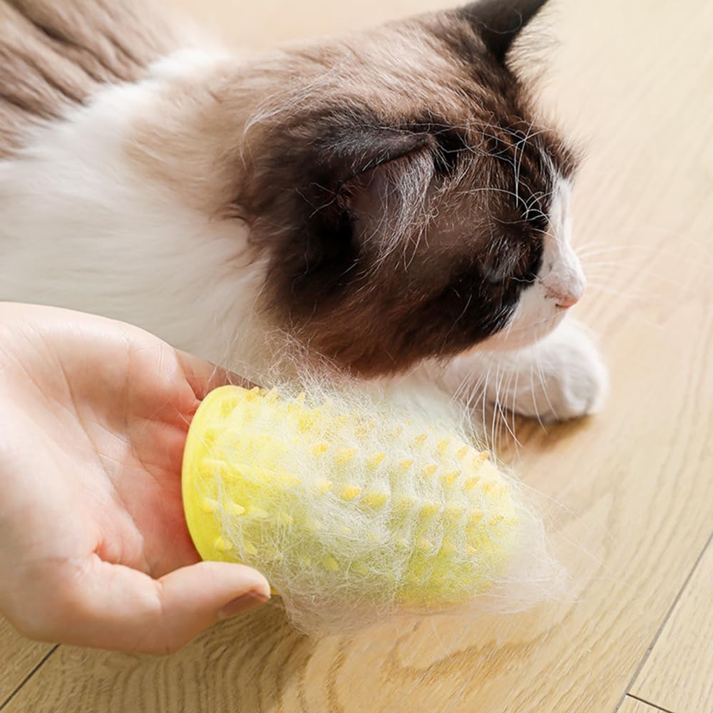 Cat Scratching Interactive Leg Wrap Grooming Tool for Kitty Massage Corner Silicone Wall-Mounted Scratcher Fun Pet Scratch Pad Toy (2 Yellow+2 Green)