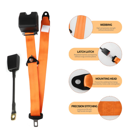 2 Set Universal 3pt Adjustable Retractable Lap Suitable for Modification Belts Kit for Go Kart,Club Golf Cart,Van,UTV,VR, Buggies, Minivan,Pickup and Truck