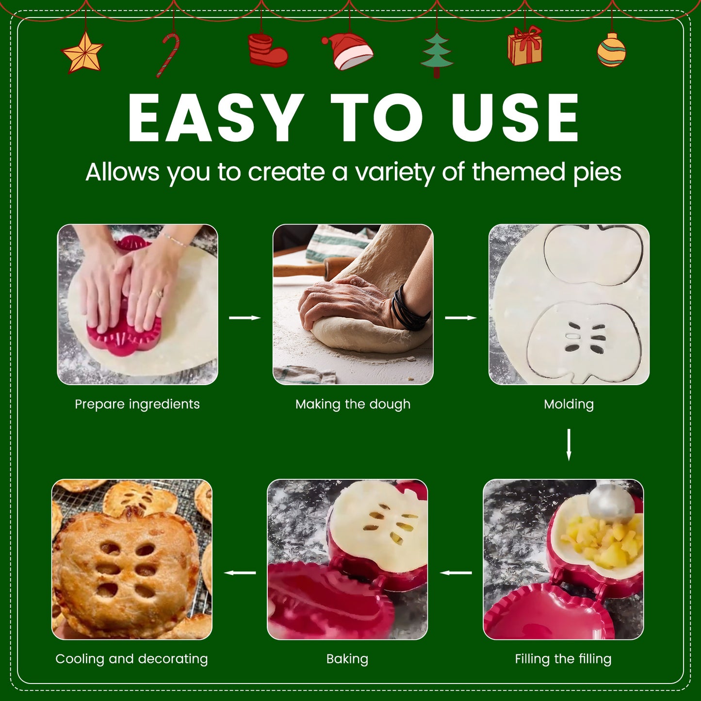 9PCS Mini Hand Pie mould Hand Pie Maker Mini Pie mould One Press Pie Set Pocket Pie Press Set Dough Press Tool forBaking Supplies