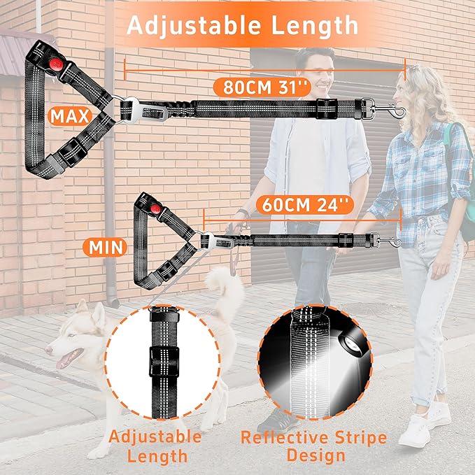 2 Piece Set Dog Seat Belt Retractable Dog Car Seatbelts Adjustable Pet Seat Belt for Vehicle Headrest Restraint Adjustable Heavy Duty & Elastic & Durable Car Harness for Dogs