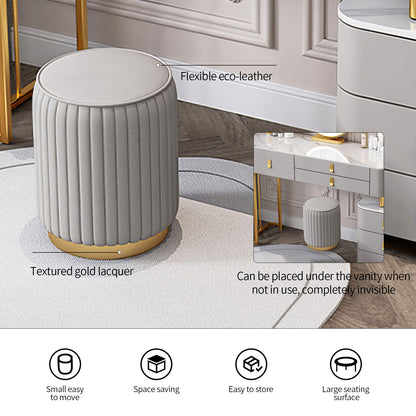 Makeup Vanity Table with 5 Solid Wood Drawers and 3 Color Light Adjustable Brightness