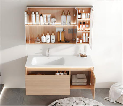 Simple Rock Panel Bathroom Cabinet Combination,Bathroom Wash Basin Seamless Ceramic Basin
