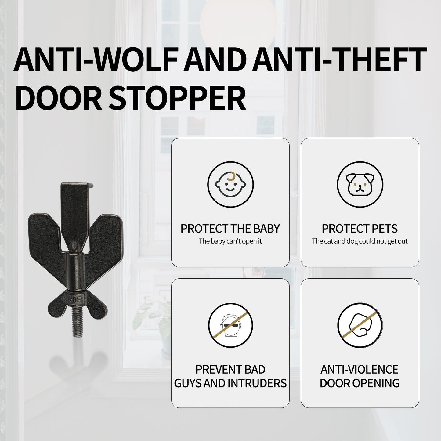 1PCS Portable Door Stopper,Door Stoppers Security Devices for Home,Hotel, School, Apartment, Dormitories