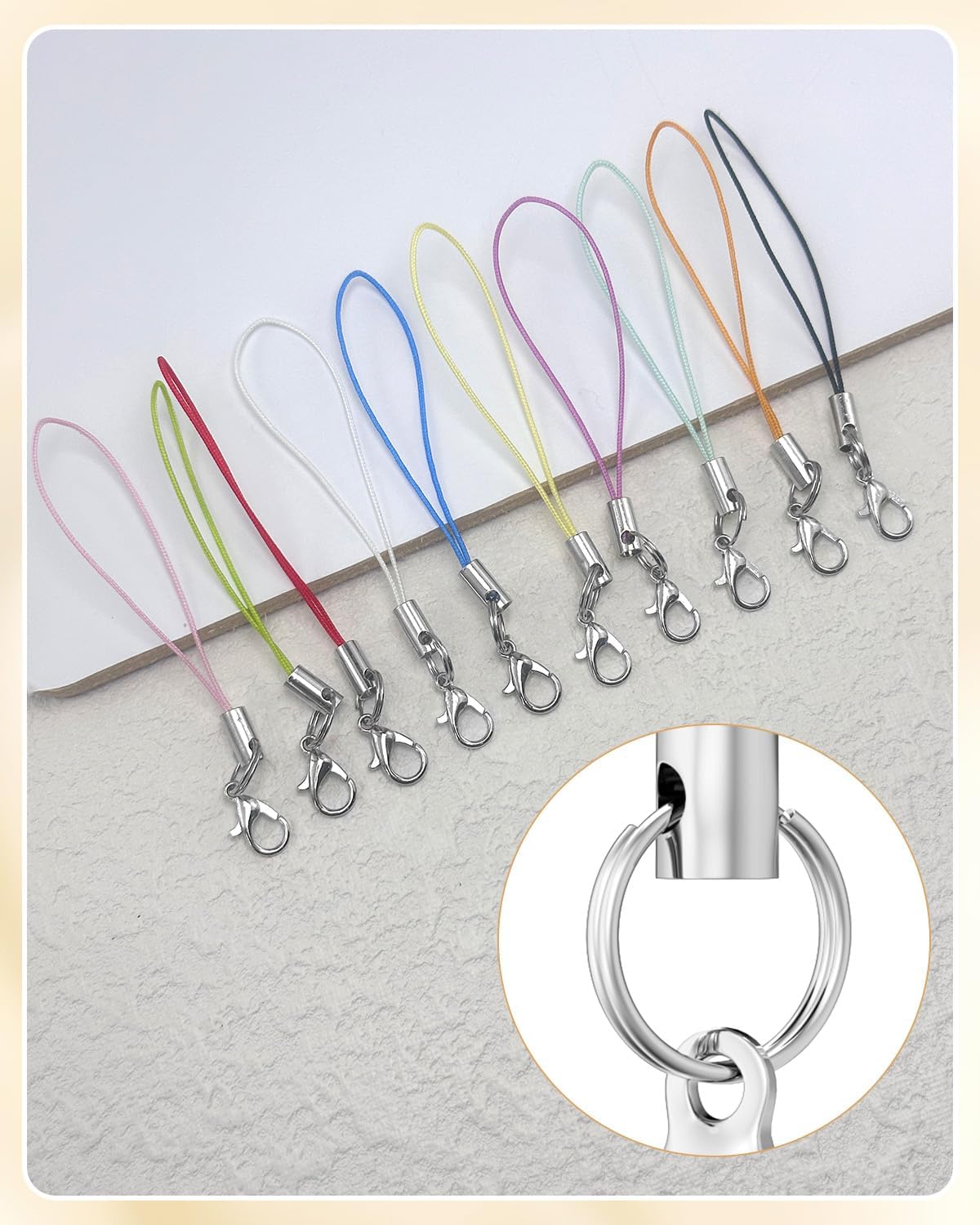 200Pcs Phone Charms Strap with Lobster Clasp Lanyard Straps,Lariat Lanyard Charms Pendant Clasp for Cell Phone USB Keychains DIY Jewelry Accessories