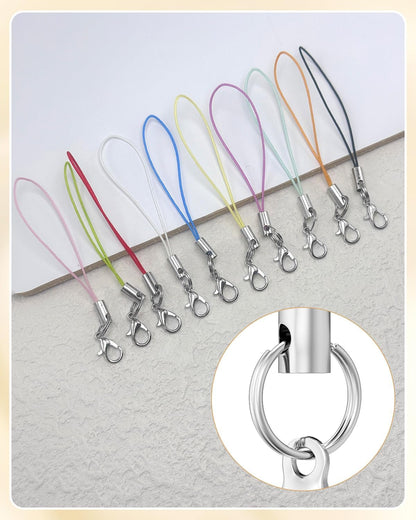 200Pcs Phone Charms Strap with Lobster Clasp Lanyard Straps,Lariat Lanyard Charms Pendant Clasp for Cell Phone USB Keychains DIY Jewelry Accessories
