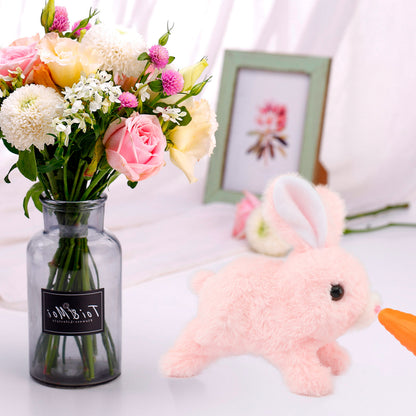 Hopping Rabbit Interactive Electronic Pet Plush Bunny Toy with Sounds Pink