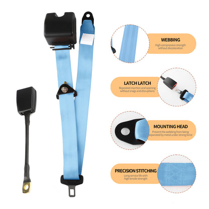 2 Set Universal 3pt Adjustable Retractable Lap Suitable for Modification Belts Kit for Go Kart,Club Golf Cart,Van,UTV,VR, Buggies, Minivan,Pickup and Truck