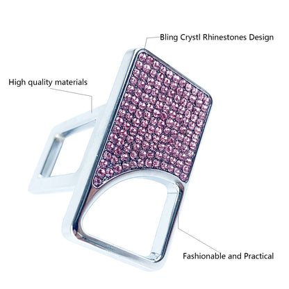 Seat Belt Clip, 4PCS Upgraded Seatbelt Clip, Car Supplies Seat Belt Clip Safety Belts Buckle，Universal for Most Vehicles（ Pink Diamond )