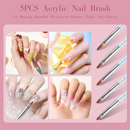 31pcs Nail Art Brushes, Nail Art Tool Set, Dotting Tools, Dust Brush,Striping Brushes for Long Lines, Drawing Pen For Gel Polish Design supply