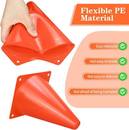 12pcs Soccer Cones, 7" Soccer Cones, Plastic Traffic Cones, Training Cones for Basketball Football Skating Drills Practice