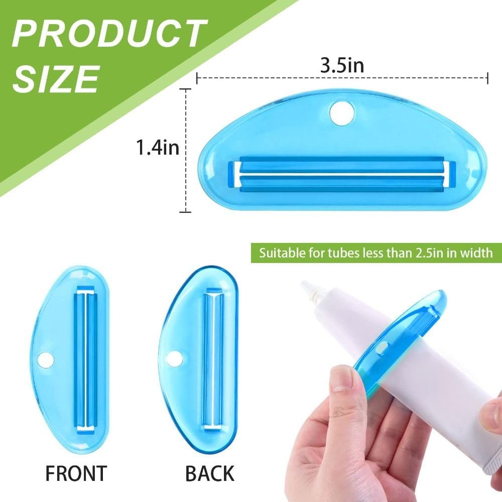 Manual Toothpaste Squeezer, 12 PCS Oval Toothpaste Tube Squeezer, Colorful Transparent Hanging Toothpaste Dispensers Clips for Tube Cosmetic Tube Sauce
