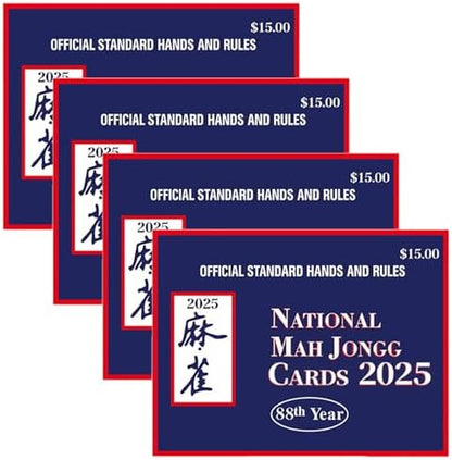 2025 Mahjong Card Official Large Print, National Mahjong League Cards, 4 Pcs Official National Standard Mah Jongg Hands and Rules Cards, Easy-to-Read Large Size Mah Jongg Card (Blue)