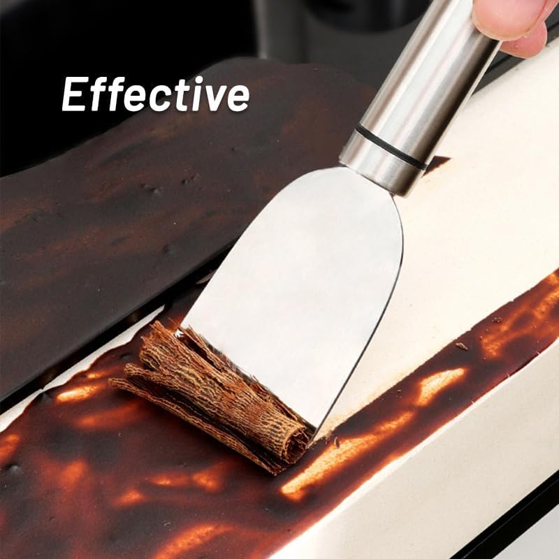 4 Pack Stove Scraper for Tough Case - Wide Using Stainless Steel Scraper for Stove BBQ Grill Kitchen - Scraper for Cleaning Stove Top, Cooktop, Oven, Glass Scraper
