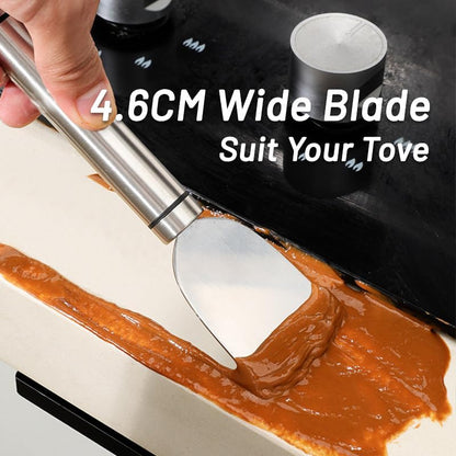 4 Pack Stove Scraper for Tough Case - Wide Using Stainless Steel Scraper for Stove BBQ Grill Kitchen - Scraper for Cleaning Stove Top, Cooktop, Oven, Glass Scraper