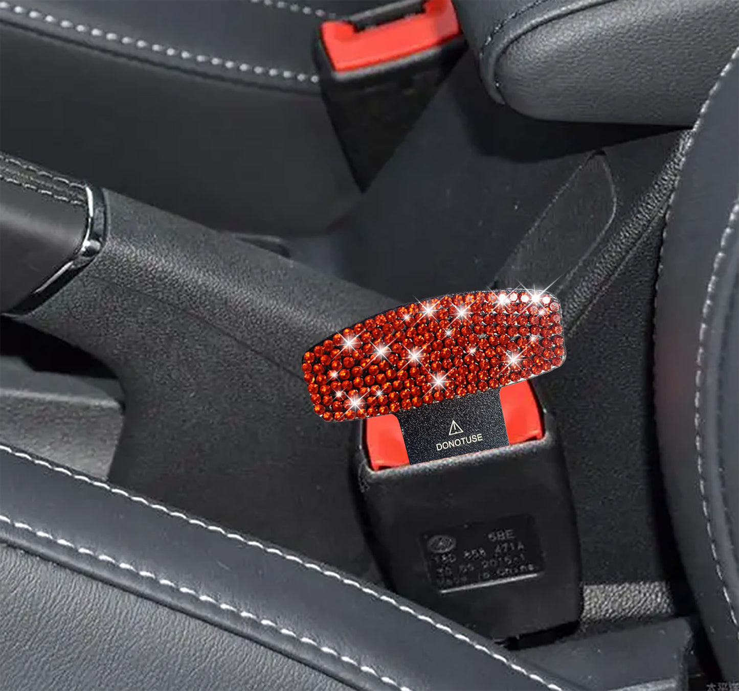 Seat Belt Clip, 4PCS Upgraded Seatbelt Clip, Car Supplies Seat Belt Clip Safety Belts Buckle，Universal for Most Vehicles（Red Diamond )