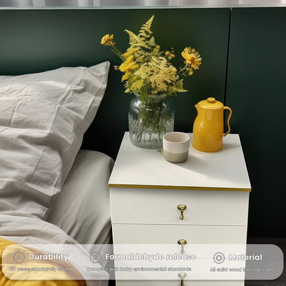 Nightstand with three drawers(White）