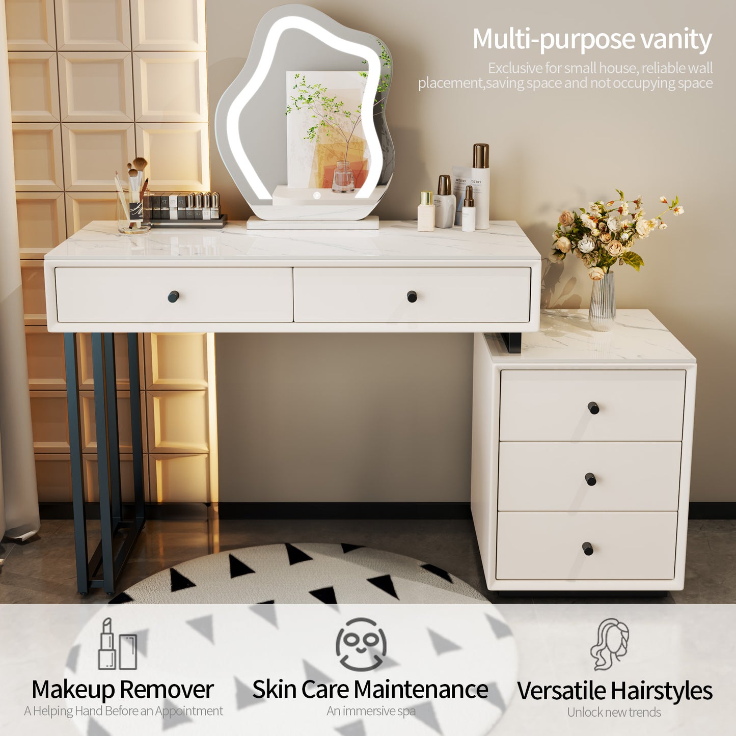 Modern Classic Makeup Vanity Set for Girls Women (White)