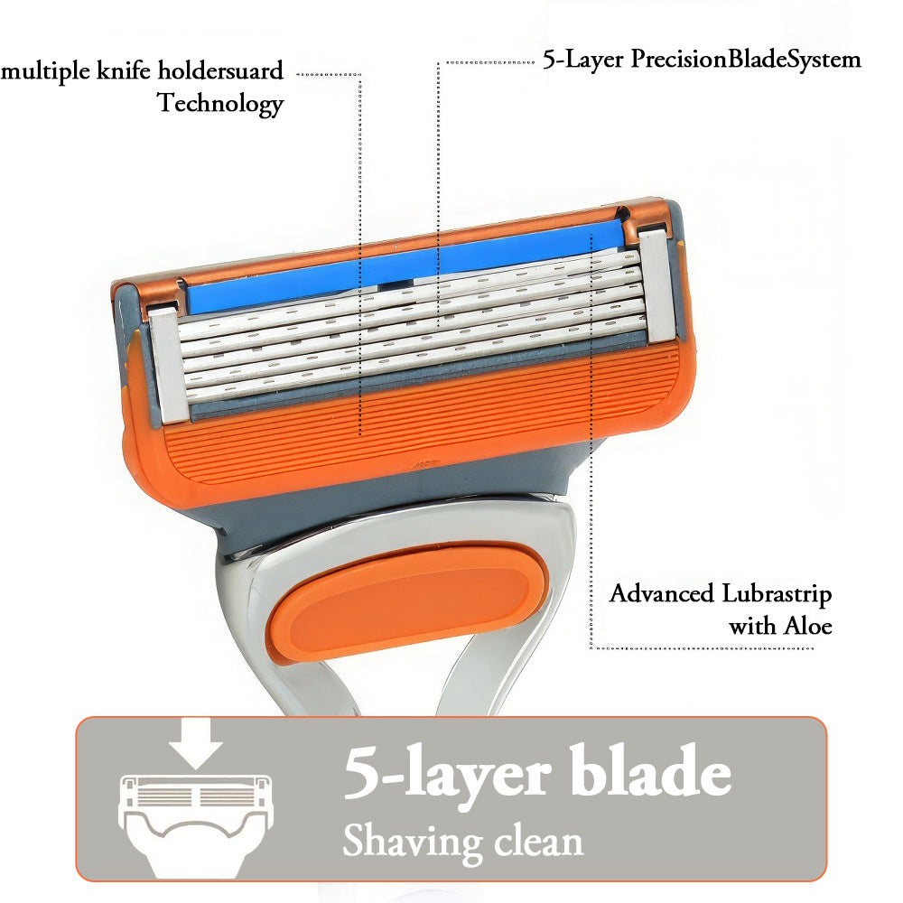 Shaving brush, 16-piece razor blade replacement kit - Orange