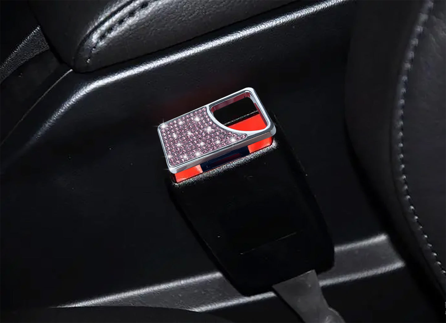 Seat Belt Clip, 4PCS Upgraded Seatbelt Clip, Car Supplies Seat Belt Clip Safety Belts Buckle，Universal for Most Vehicles（ Pink Diamond )