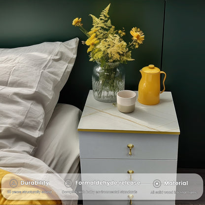 Nightstand with three drawers(Gray）