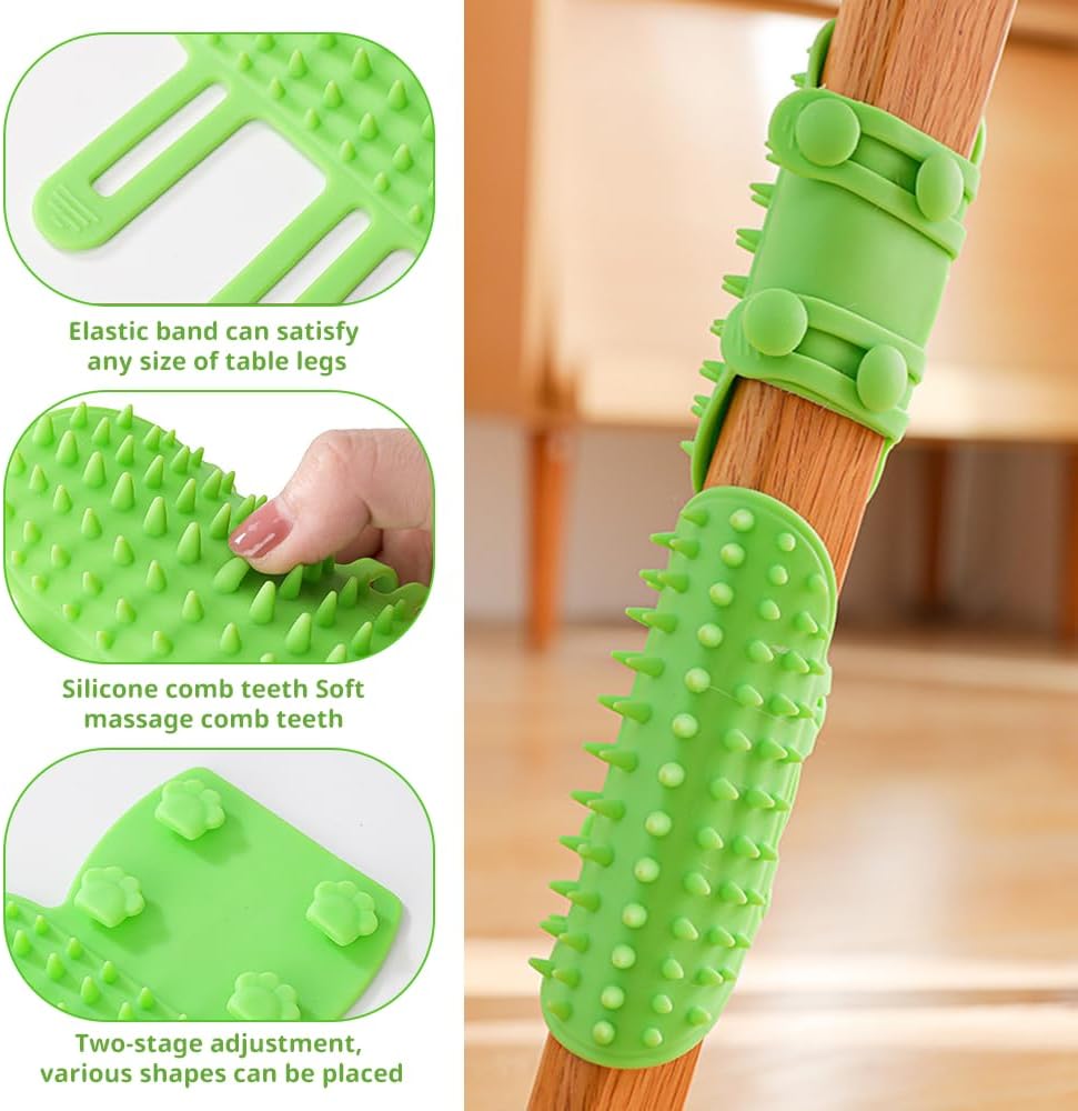 Cat Scratching Interactive Leg Wrap Grooming Tool for Kitty Massage Corner Silicone Wall-Mounted Scratcher Fun Pet Scratch Pad Toy (2 Yellow+2 Green)