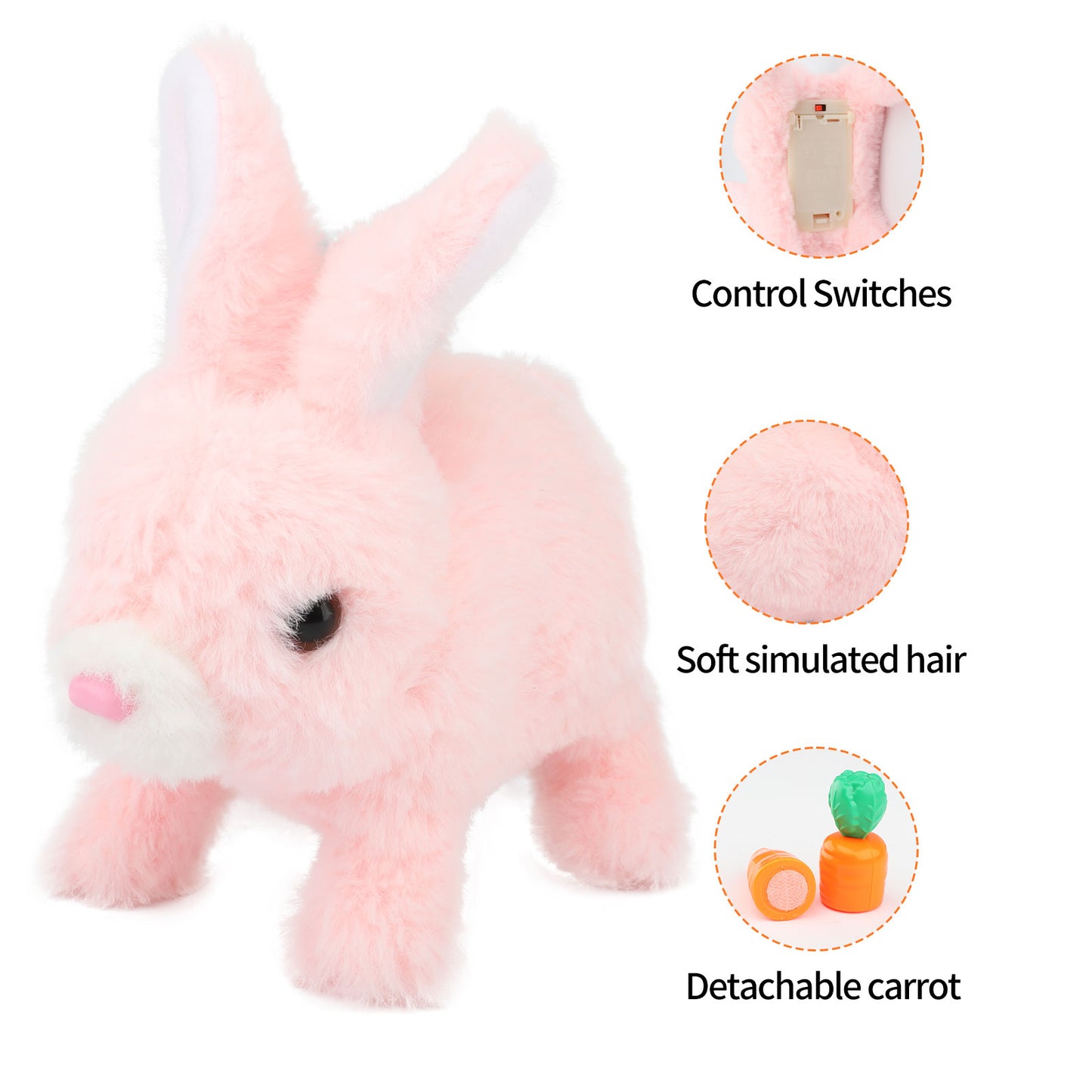 Hopping Rabbit Interactive Electronic Pet Plush Bunny Toy with Sounds Pink